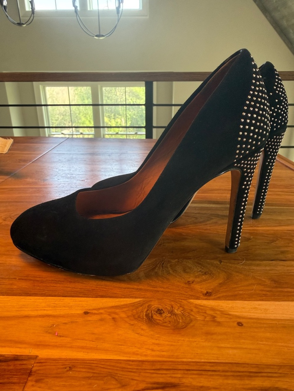 Rebecca Minkoff Black Studded Suede High Heel Pumps Size 6
